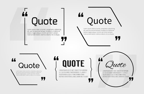 Quote blanks templates with text bubble with Commas. Vector Empty template for note,message, comment. Dialog box. Quote bubble, Quote design, quoting box. Quote form. White quote blank icon isolated