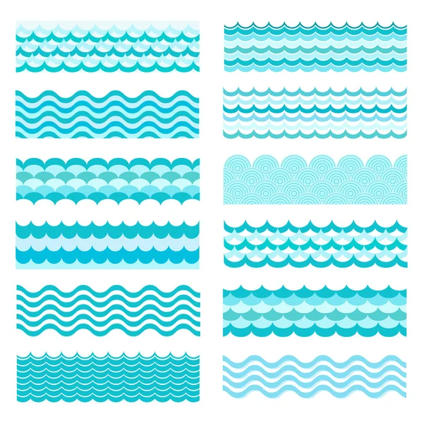 Colección de olas marinas — Vector de stock