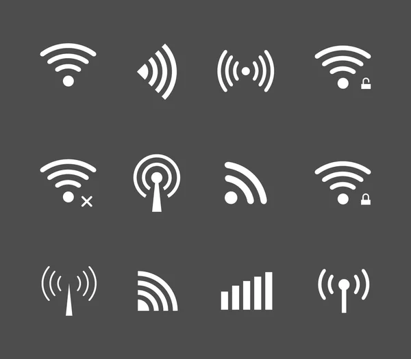 Icônes wifi et sans fil — Image vectorielle