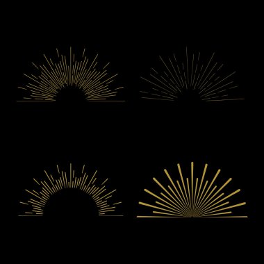 Retro güneş patlaması şekilleri.