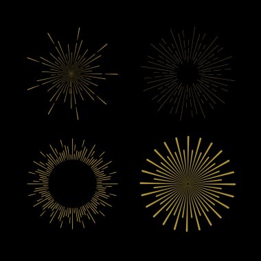 Retro güneş patlaması şekilleri.