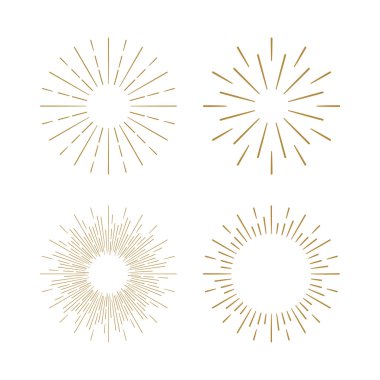 Retro güneş patlaması şekilleri.