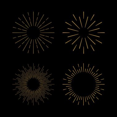 Retro güneş patlaması şekilleri.