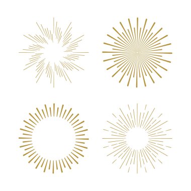 Retro güneş patlaması şekilleri.