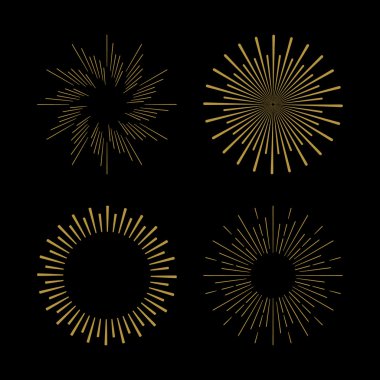 Retro güneş patlaması şekilleri.