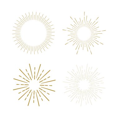 Retro güneş patlaması şekilleri.