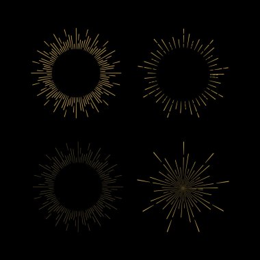 Retro güneş patlaması şekilleri.