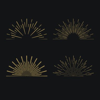 Retro güneş patlaması şekilleri.