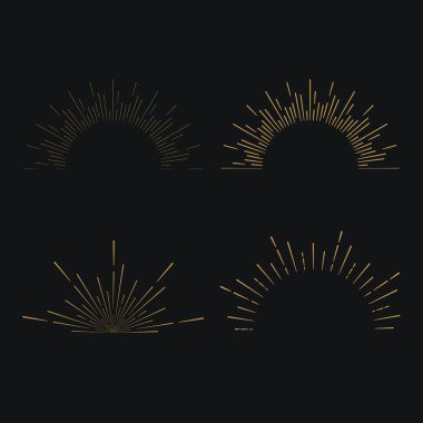 Retro güneş patlaması şekilleri.