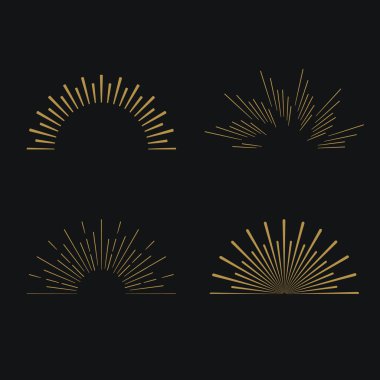 Retro güneş patlaması şekilleri.