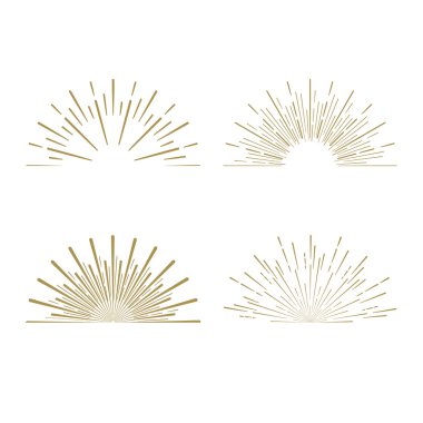 Retro güneş patlaması şekilleri.