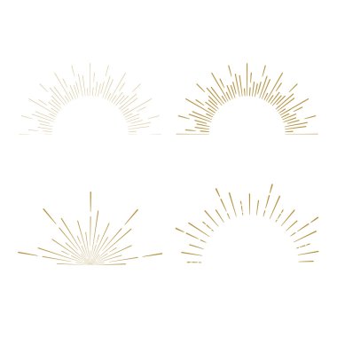 Retro güneş patlaması şekilleri.