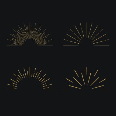 Retro güneş patlaması şekilleri.