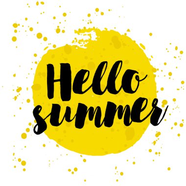 Merhaba yaz el yazı üzerine suluboya