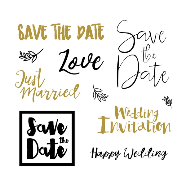 Save the date hand drawn lettering — Stock Vector