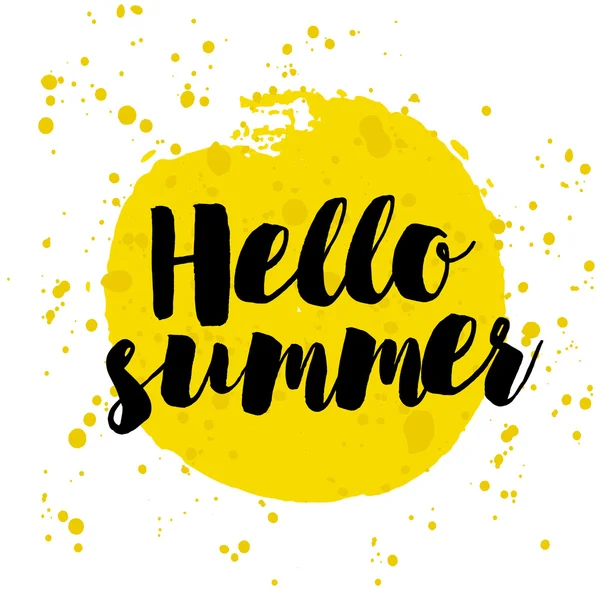 Merhaba yaz el yazı üzerine suluboya