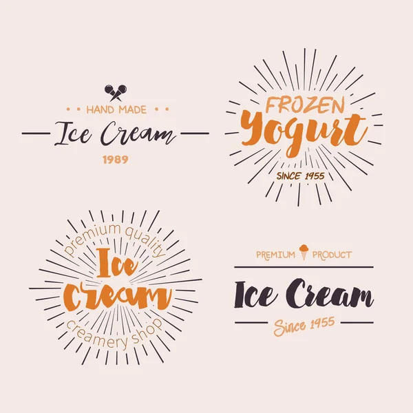 Insignias y etiquetas de diseño de helado — Vector de stock