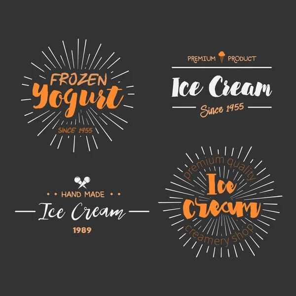 Distintivos e rótulos de design de sorvete — Vetor de Stock