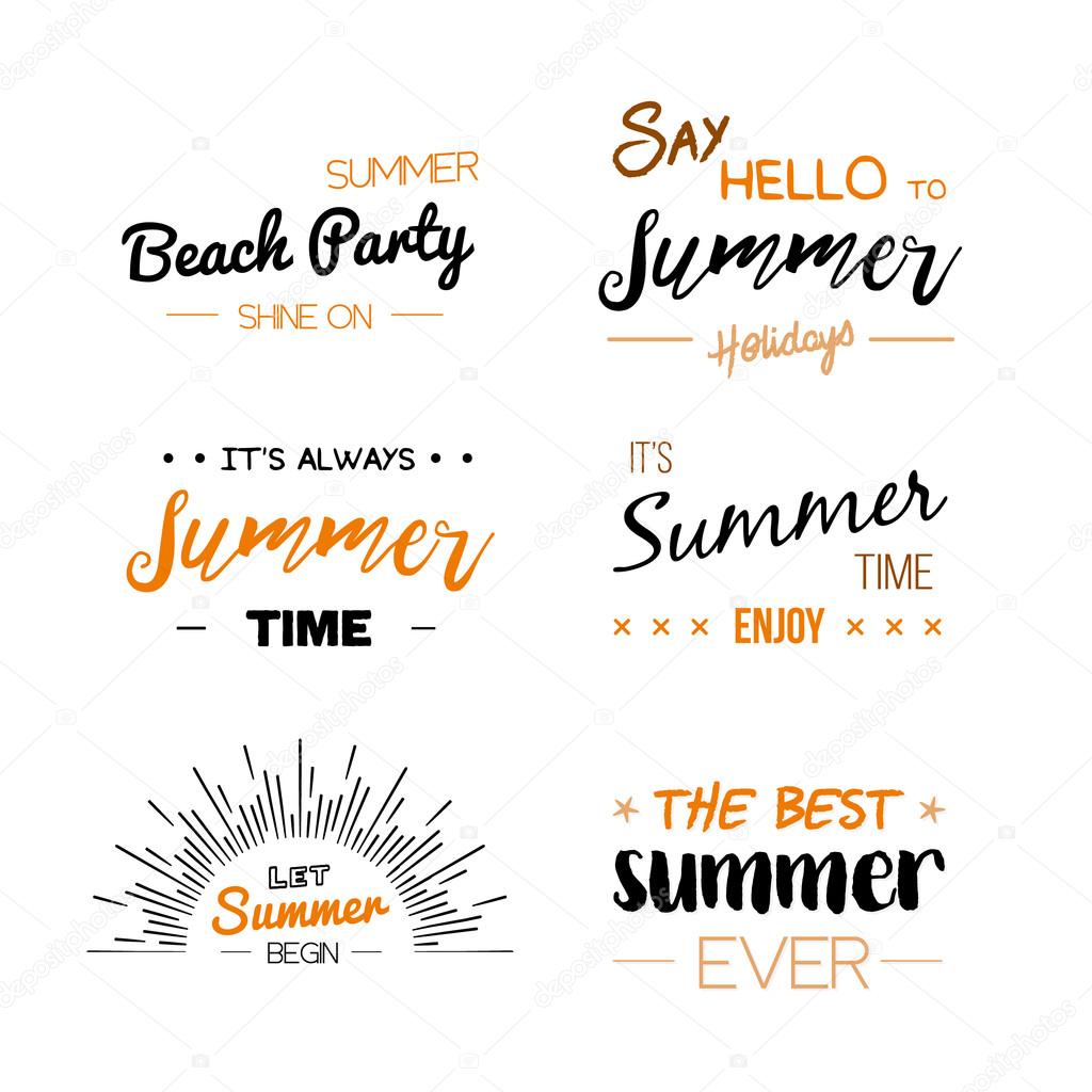 Summer Time logo Templates. Vector Typographic Design Label. Summer Holidays lettering. Summer party, Enjoy The Summer, tropical paradise, sea, sunshine, weekend tour, beach vacation, adventure label