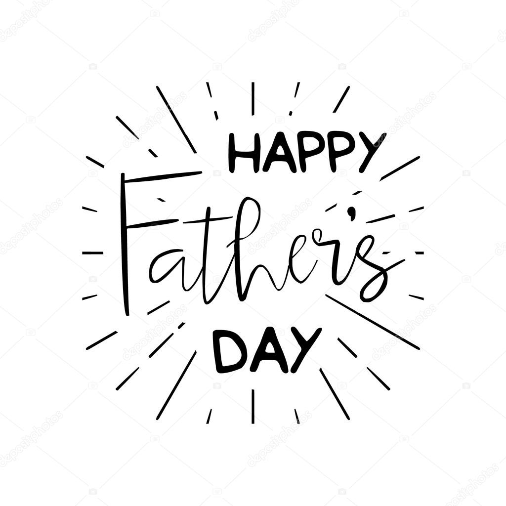 Vector illustration design of Happy Father Day Retro calligraphic element and Vintage Typographical logo. Happy Fathers Day retro lettering invitation label with rays