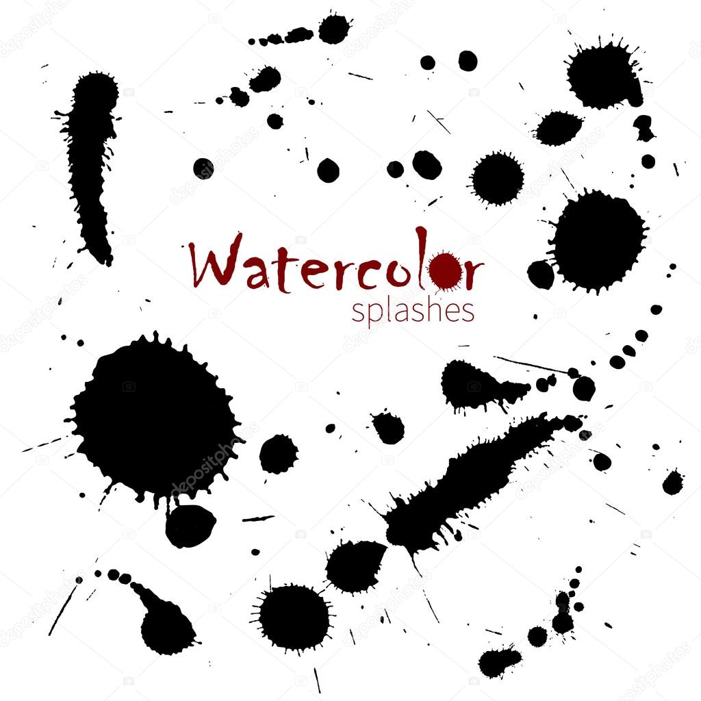 Watercolor splatters. Isolated vector splashes