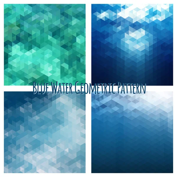Blauwe water geometrische reeks — Stockvector