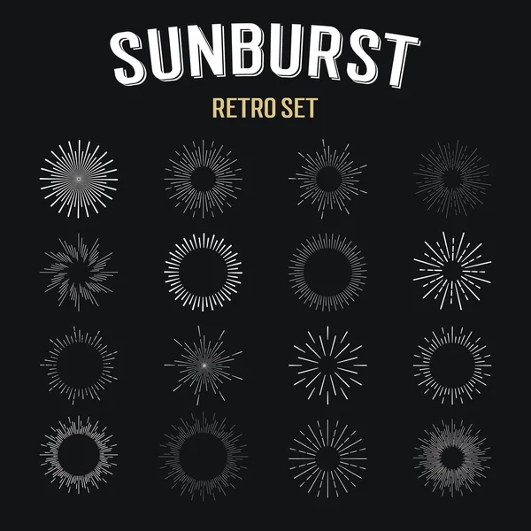 Set of  vintage linear sunbursts — Stock Vector