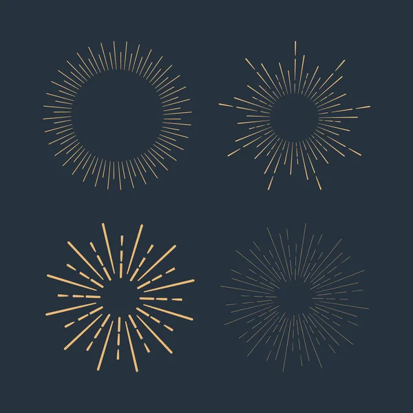 Gold vintage linear sunbursts — Stock Vector