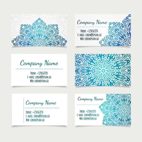 Plantillas de tarjetas de visita retro con mandala — Vector de stock