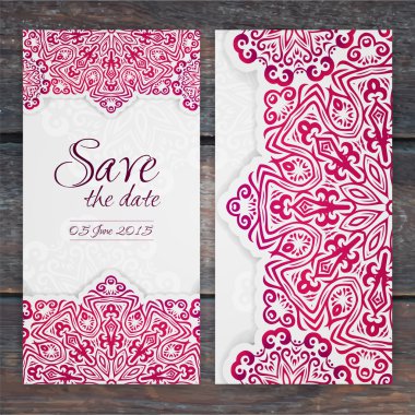 Dantelli düğün kartı