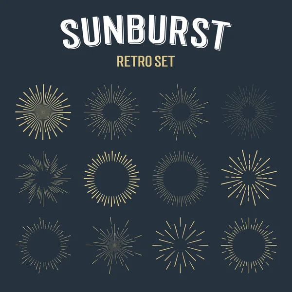 Vintage linear sunbursts — Stock Vector