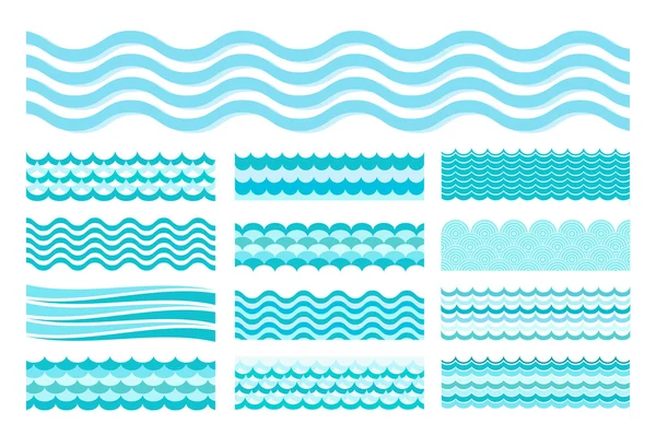 Collection of marine waves — Stock Vector