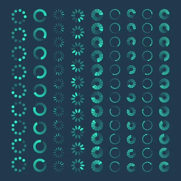 Barra de carga de progreso. Conjunto de indicadores — Vector de stock