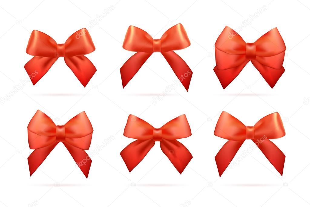 set of gift bows with ribbons
