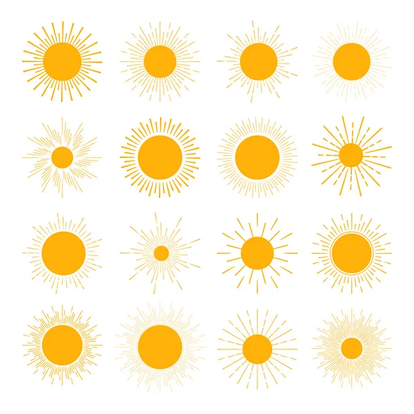 Iconos de sol naranja . — Vector de stock