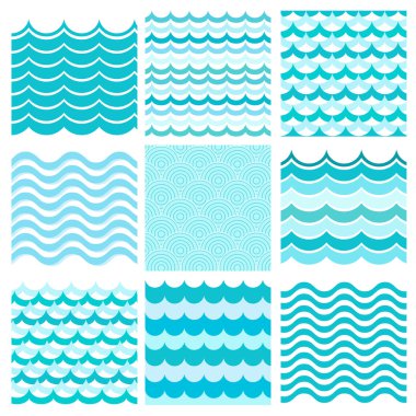 Collection of marine waves clipart
