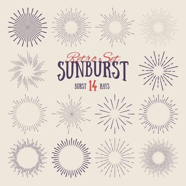 Set of linear sunbursts — Διανυσματικό Αρχείο