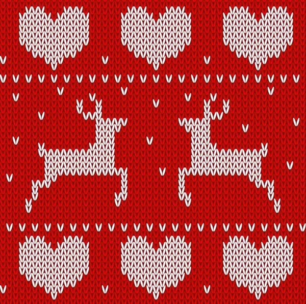 Chandail tricoté cerfs et coeurs — Image vectorielle
