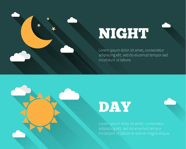 Day and night sky banners — ストックベクタ