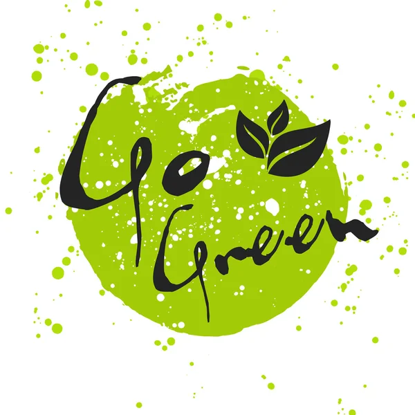 Go Green Eco icon with leaves — Stok Vektör