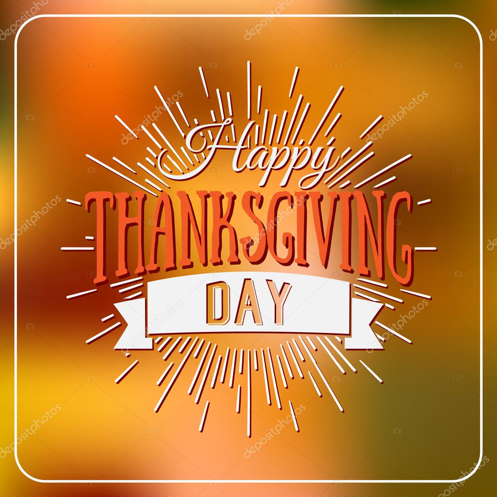 Happy Thanksgiving Day logotype, badge and icon on colorful background. Thanksgiving Day card template. Happy Thanksgiving logo, banner, flyer, poster