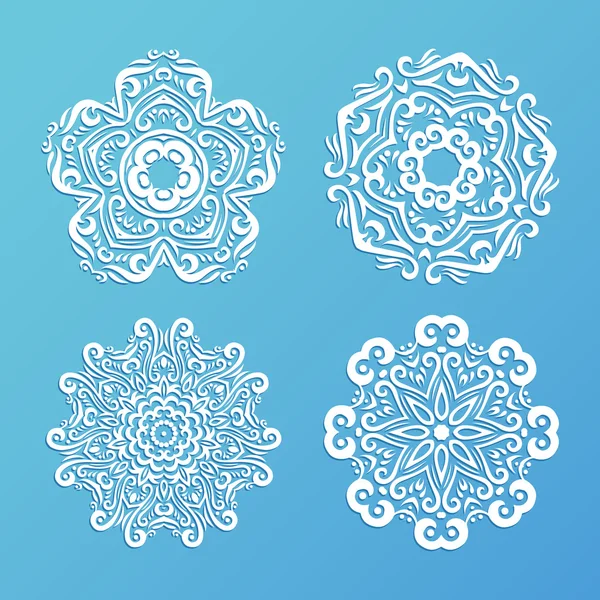 Reihe von dekorativen Schneeflocken — Stockvektor