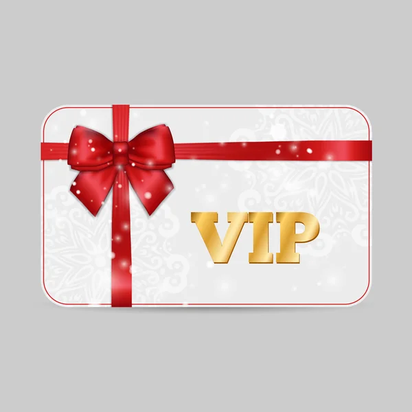 Vip card with red satin ribbons — Stock Vector