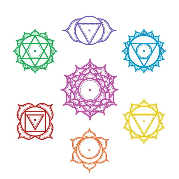 Conjunto de chakras ornamentais indianos . — Vetor de Stock