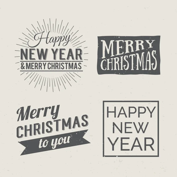 Новорічні та Різдвяні каліграфічні етикетки — стоковий вектор