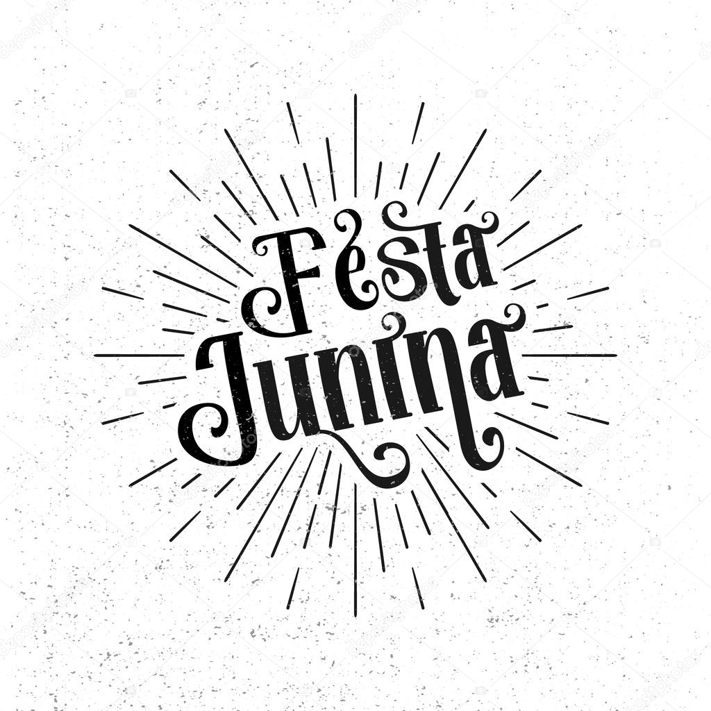 Festa Junina. Traditional Brazil June festival party - Midsummer holiday. Latin American holiday, the inscription in Portuguese Festa Junina. Vector Logo Illustration
