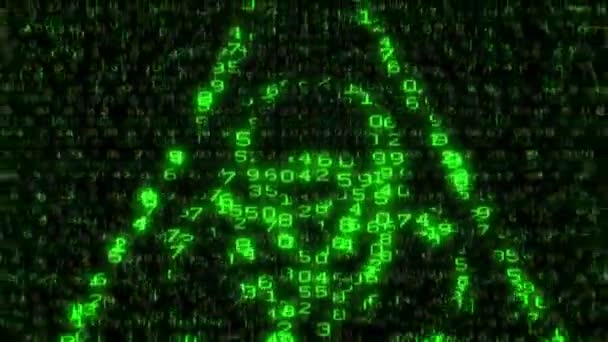 Biohazard sign - digitale Datencode-Matrix — Stockvideo