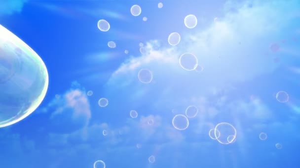 Jabón burbujas cielo fondo (bucle ) — Vídeos de Stock