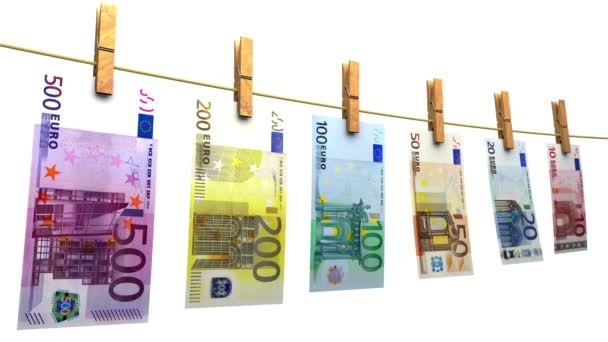 Kurutma Euro (döngü ve mat) — Stok video