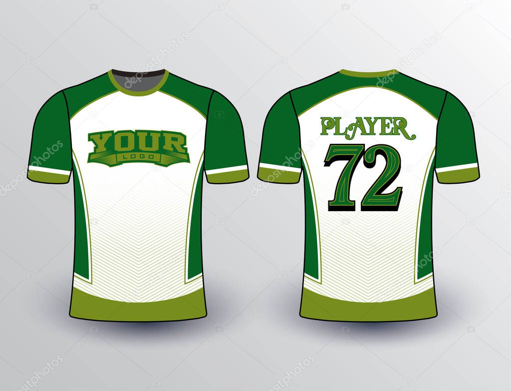 Green white with ghosting pattern-filled jersey for softball baseball esports and all sportswear team jersey mockup